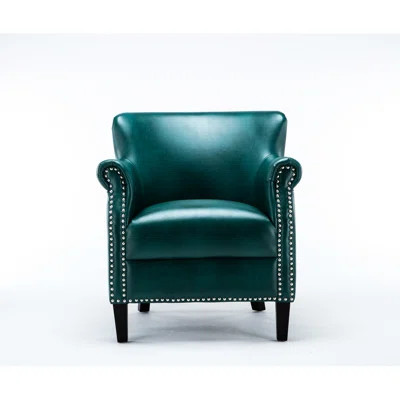 Teal Club Chair - Comfortable And Fashionable Chair, Faux Leather, 36.76 Lb Weight, 4.5" Thick Cushion, 26" Arm Height Foam Filled Wood Construction | Wayfair North America