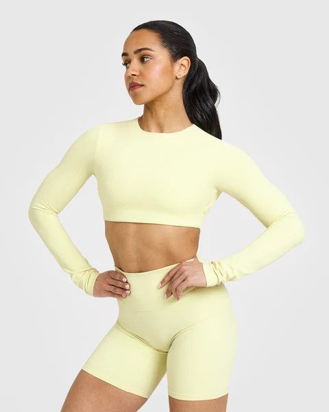SoftMotion™ Long Sleeve Crop Top 
 Pastel Yellow | Oner Active (UK / US)