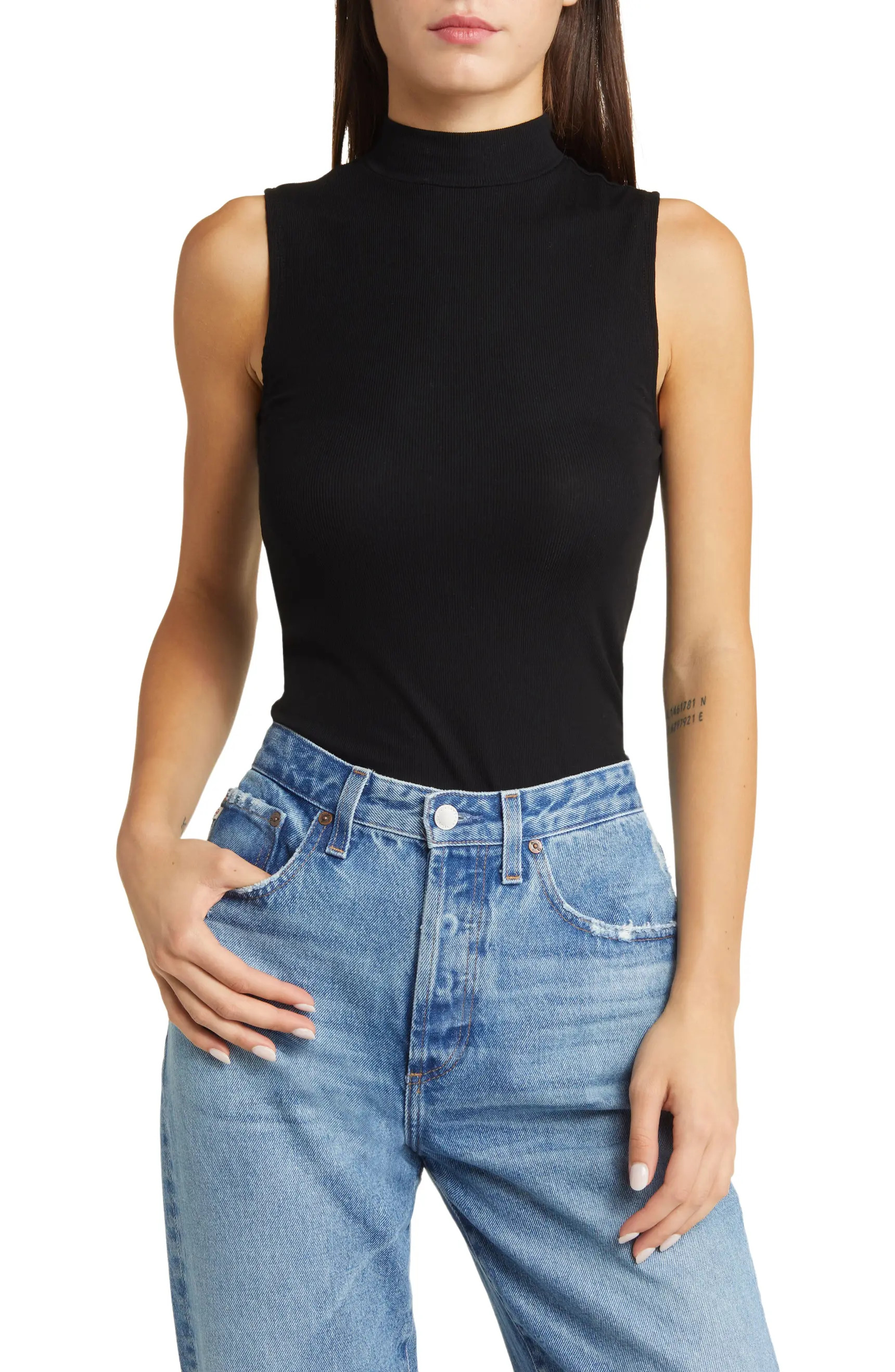 AG Edie Mock Neck Rib Sleeveless Top | Nordstrom | Nordstrom