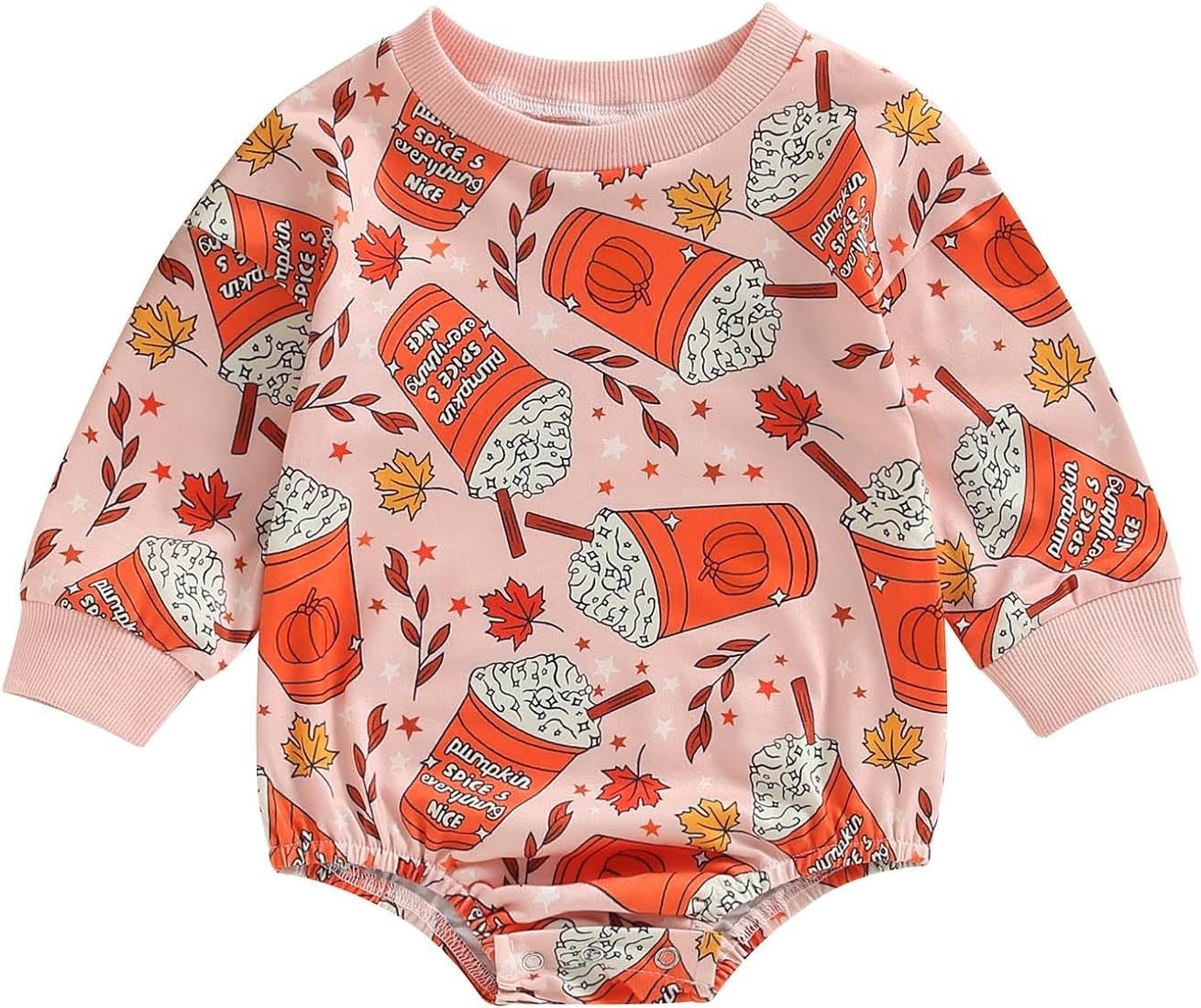 FOCUSNORM Halloween Newborn Baby Girl Outfit Toddler Ghost Pumpkin Sweatshirt Romper Long Sleeve ... | Amazon (US)