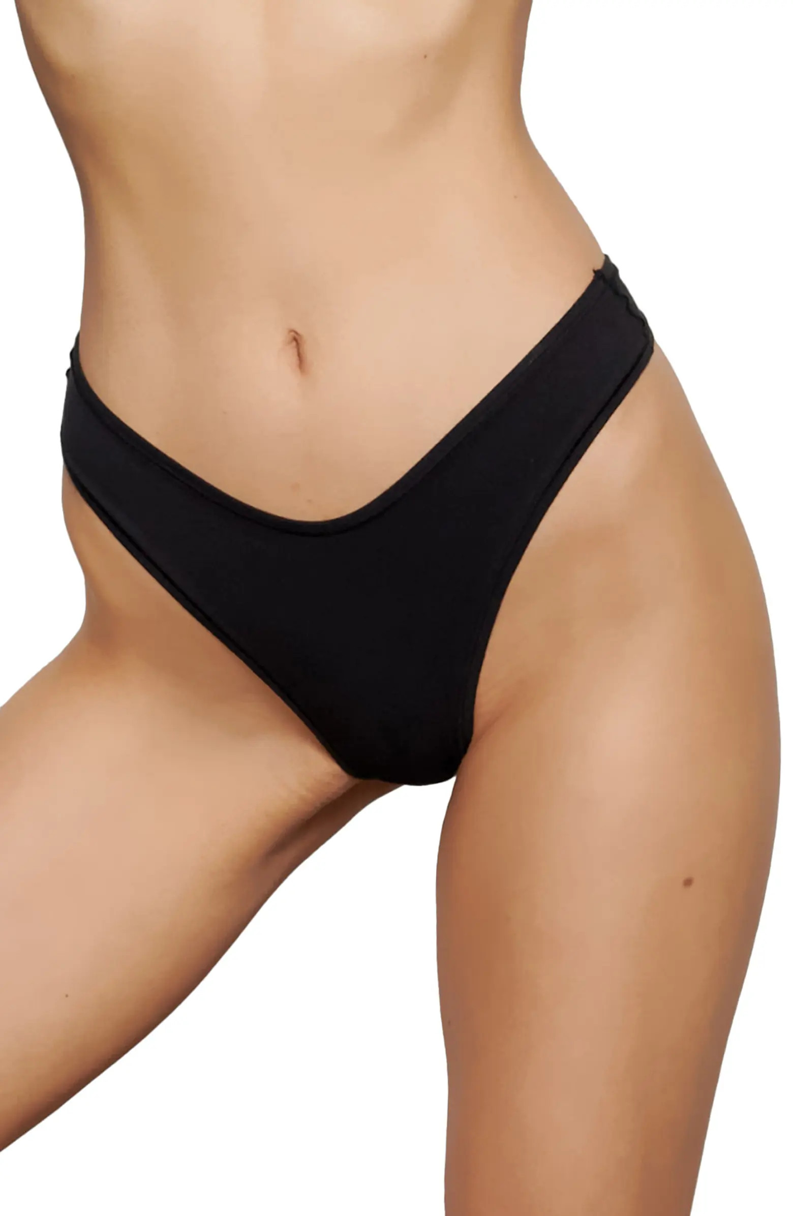 Cotton Stretch Jersey Dipped Thong | Nordstrom
