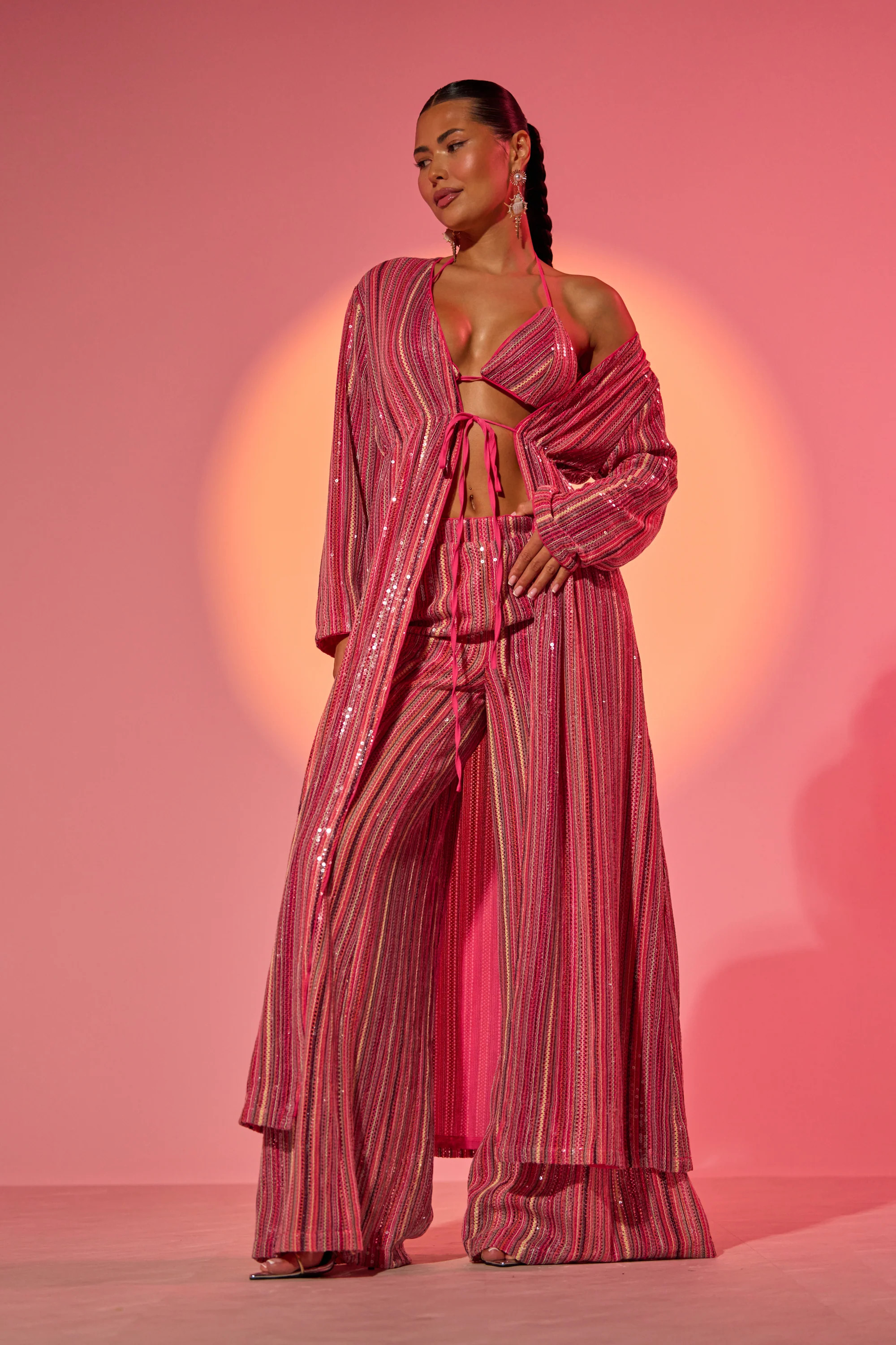 TAYLOR SEQUIN FRONT TIE DUSTER | AKIRA