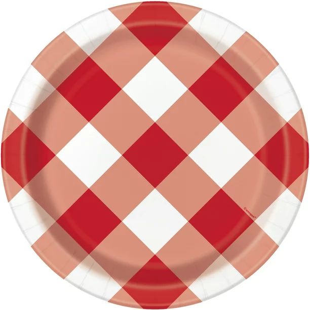 Way to Celebrate! Red Buffalo Plaid Paper Dinner Plates, 9in, 10ct | Walmart (US)