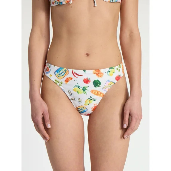 No Boundaries Kitschy Printed High Leg Bikini Bottoms, Women’s | Walmart (US)