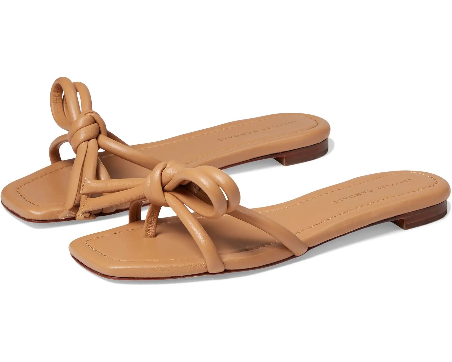 Women's Loeffler Randall Hadley Leather Bow Flat Sandal | Zappos
