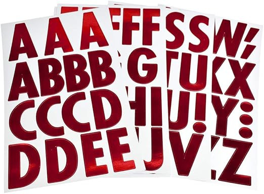 Homeford Big Font Alphabet Letter Stickers, Caps, 3-Inch, 26-Count (Metallic Red) | Amazon (US)