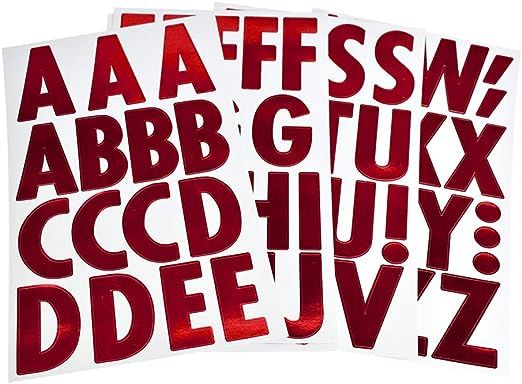 Homeford Big Font Alphabet Letter Stickers, Caps, 3-Inch, 26-Count (Metallic Red) | Amazon (US)
