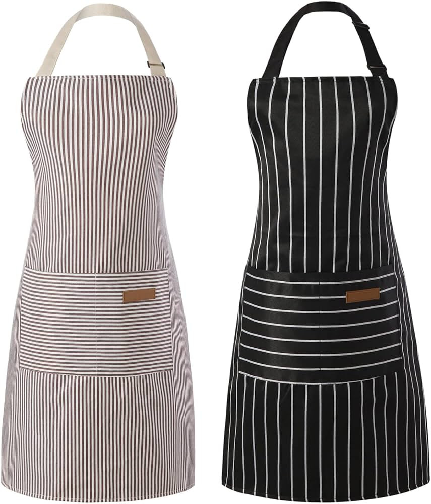 Tosewever 2 Pieces Kitchen Cooking Aprons, Cotton Polyester Blend Adjustable Bib Aprons with 2 Po... | Amazon (US)