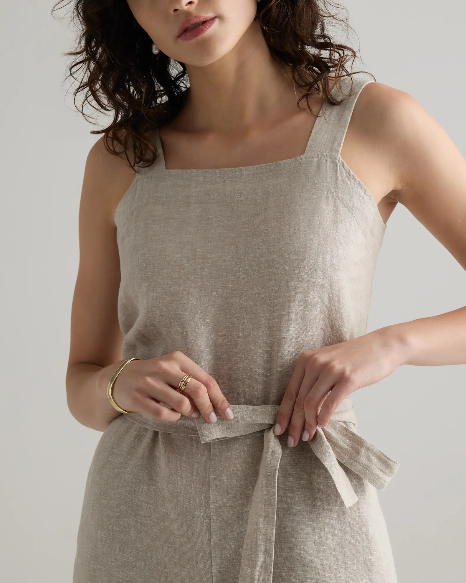 100% European Linen Square Neck Jumpsuit | Quince