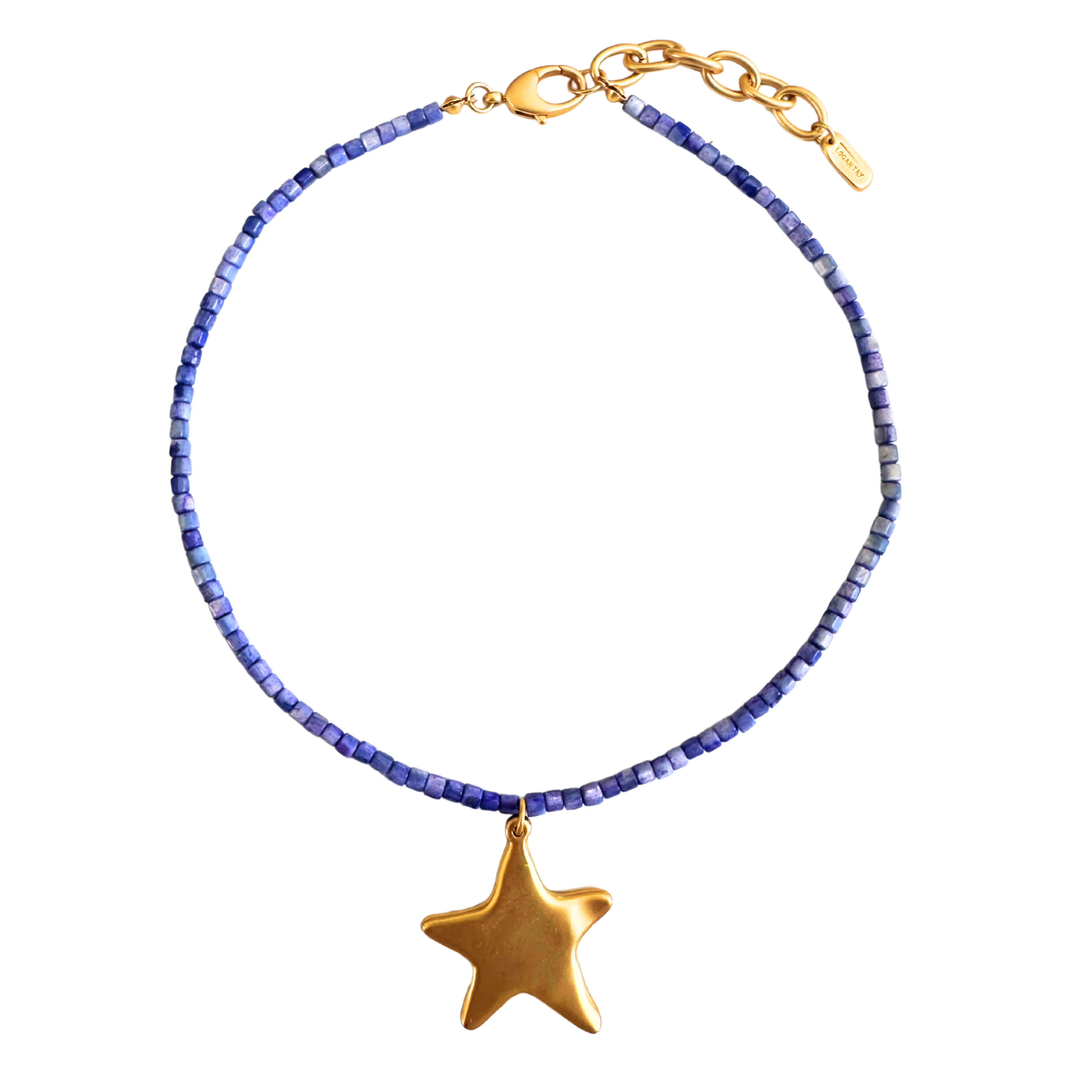 Indigo Beaded Star Necklace | Logan Tay
