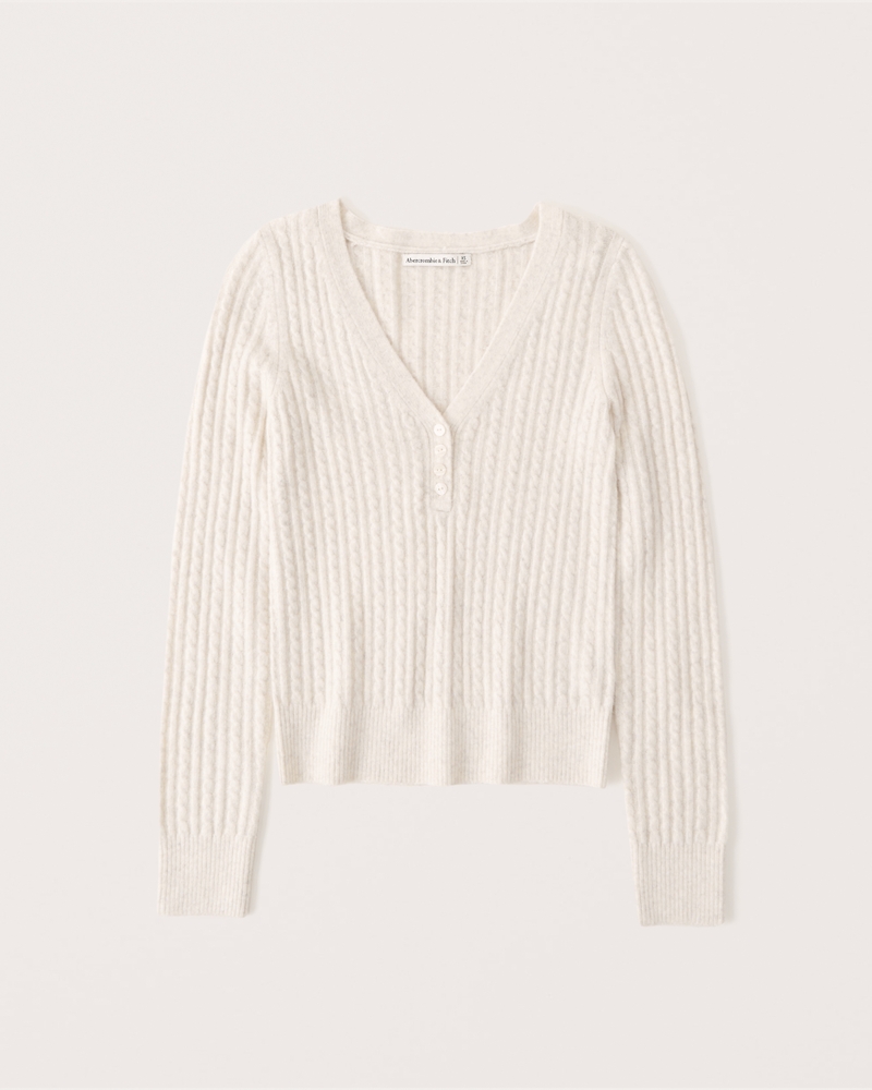 Women's Slim Cable Henley Sweater | Women's Tops | Abercrombie.com | Abercrombie & Fitch (US)
