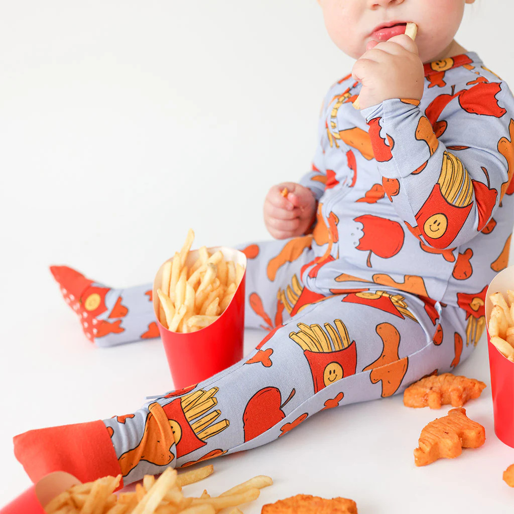 Chicken Nuggets Gray Baby Convertible Sleeper | Picky Eater | Posh Peanut