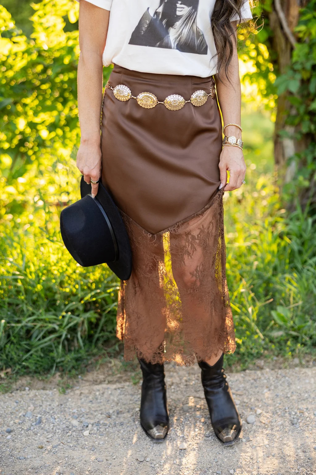 Wanderlust Satin and Lace Skirt | Shop Living in Yellow