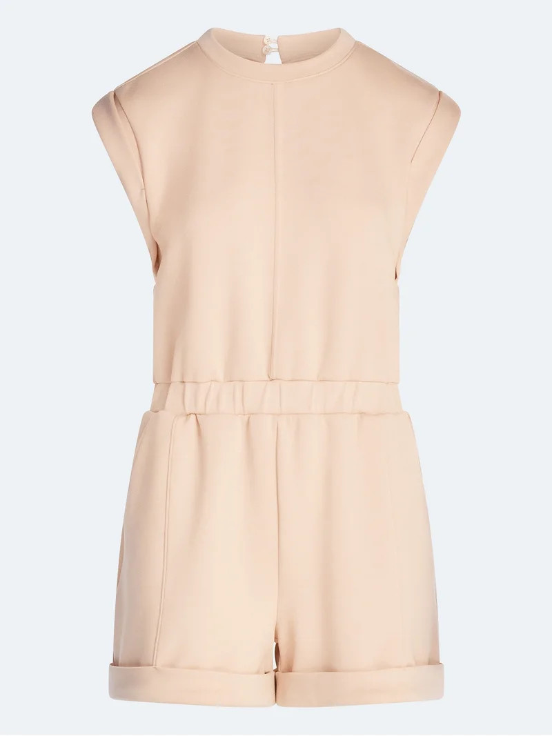 Scoop Women's and Women's Plus Scubaknit Crewneck Romper, Sizes XS-4X | Walmart (US)