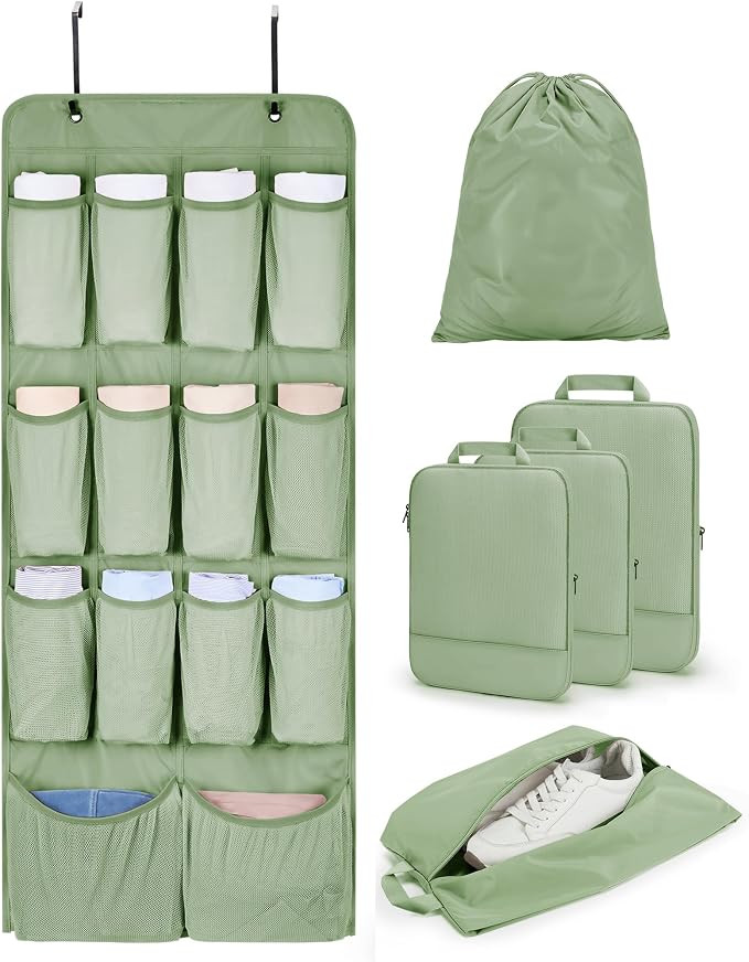 BAGSMART Hanging Compression Packing Cubes for Closet Organizers And Storage, 6 Set Suitcase Orga... | Amazon (US)