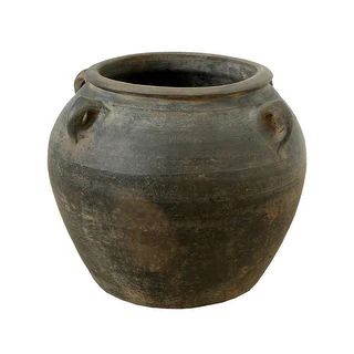 Artissance 14.2"W Large Gray Pottery Indoor Outdoor Vintage Water Jar w/4 Handles, Home and Garde... | Bed Bath & Beyond
