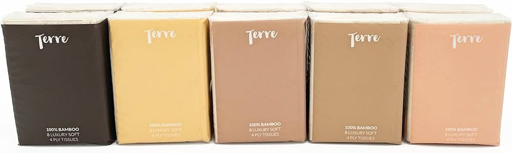 Terre Bamboo Pocket Tissues, 4-Ply, Unbleached, 10 Pack (8 Tissues per Pack, 80 Tissues Total), E... | Amazon (US)
