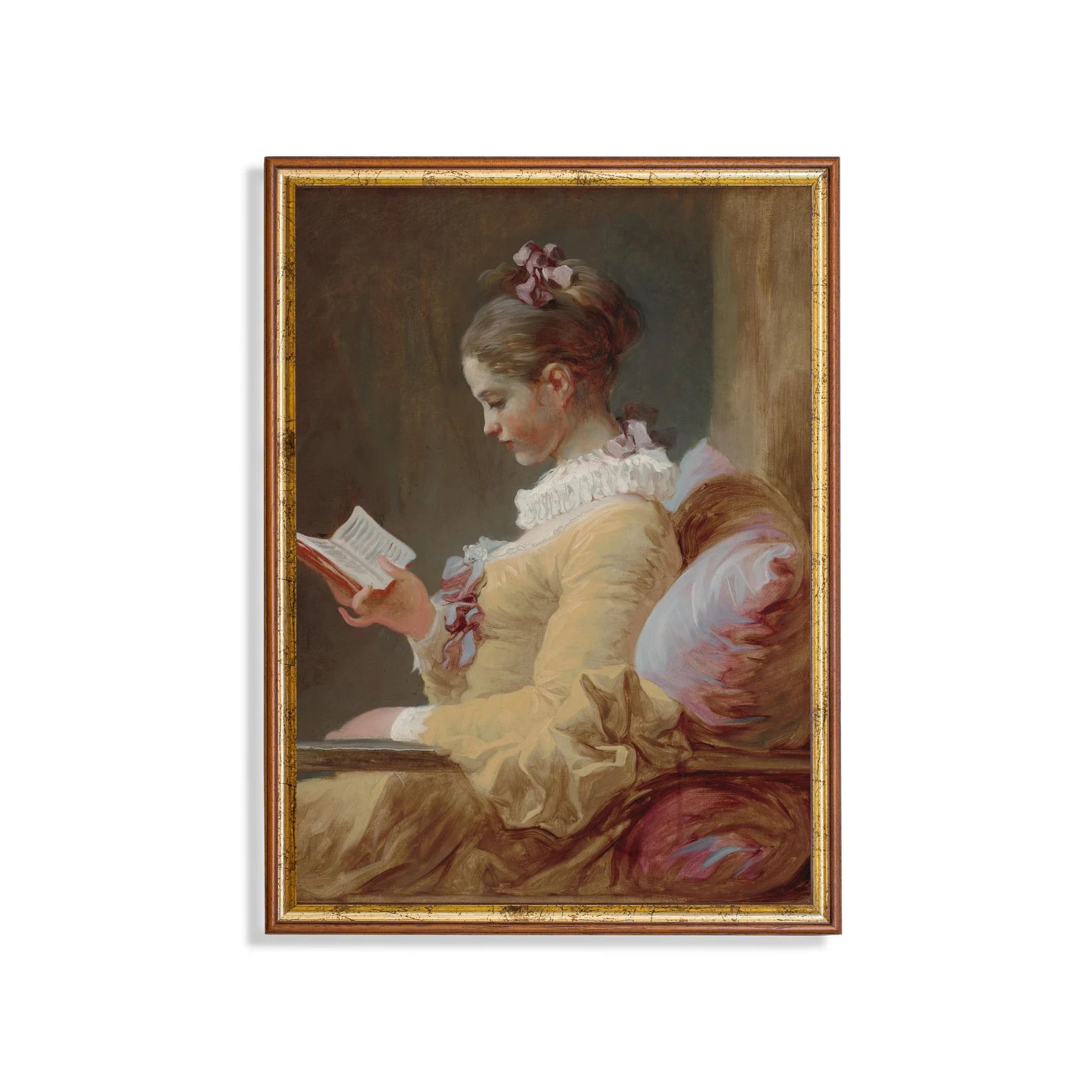 Vintage Painting  Woman Reading Book  Antique Portrait Art  - Etsy | Etsy (US)