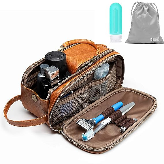 Toiletry Bag for Men or Women - Dopp Kit For Travel. Large Cosmetic and Shaving Bag. Toiletries O... | Amazon (US)