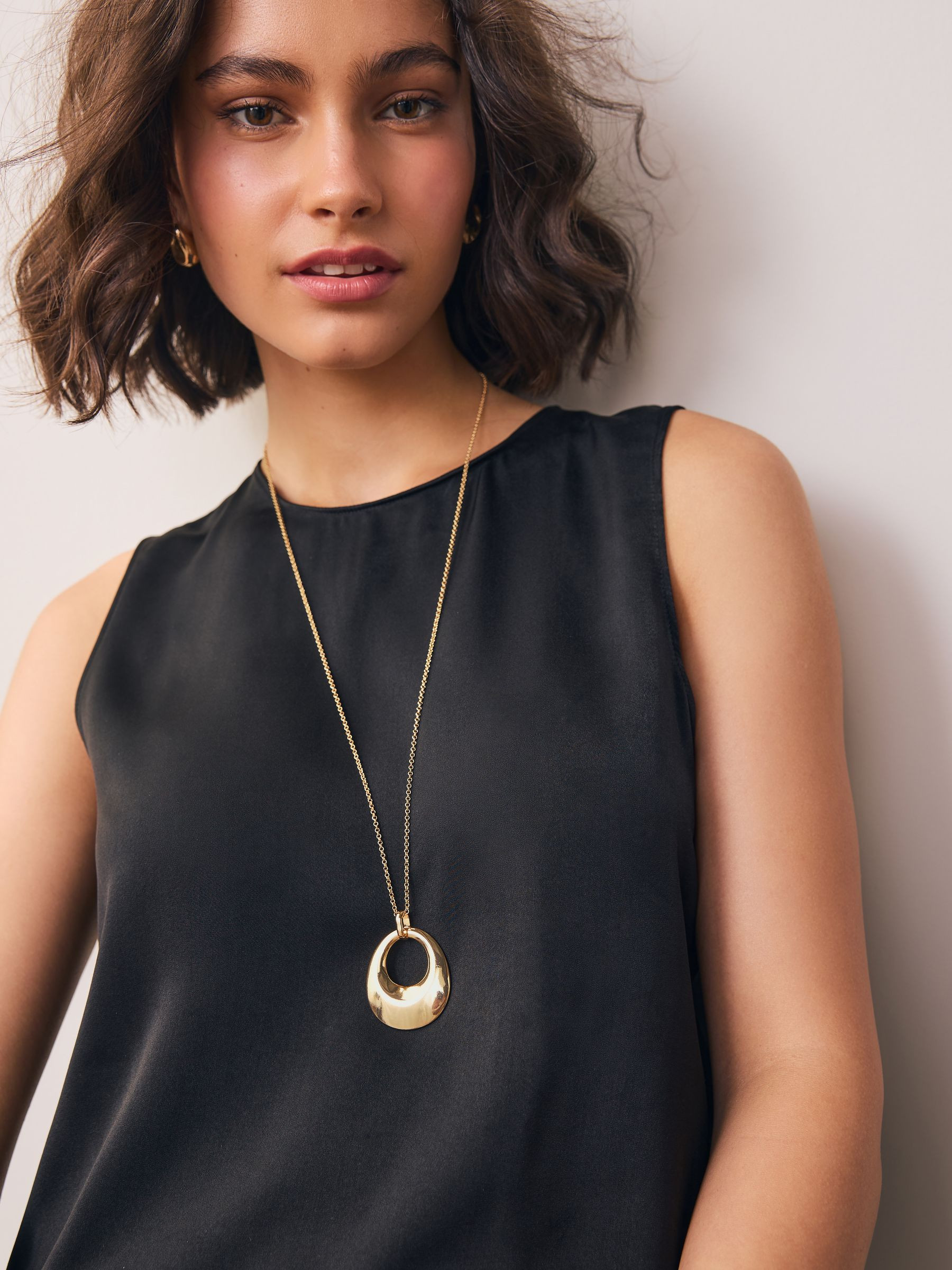 Buy Gold Tone Open Circle Drop Long Necklace from Next Ireland | Next EU