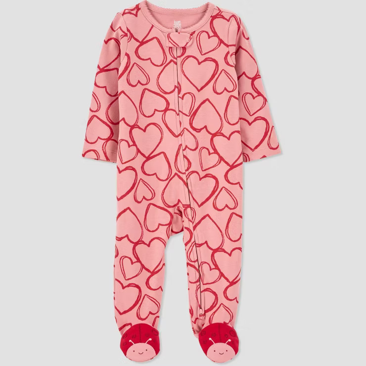 Carter's Just One You® Baby Girls' Heart Ladybug Footed Pajama - Pink | Target