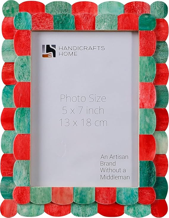 Handicrafts Home 5 by 7 Brown Picture Frame, Handmade Scallop pattern Bone inlay Photo Frame for ... | Amazon (US)