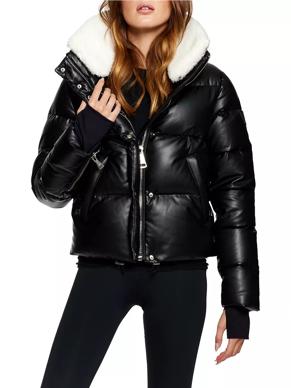 Vallery Vegan Leather & Sherpa Down Jacket | Saks Fifth Avenue