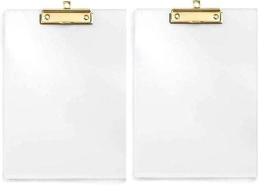 UNIQOOO 2 Pack Thick Clear Acrylic Clipboard with Shinny Gold Finish Clip, Perfect for Modern Art... | Amazon (US)