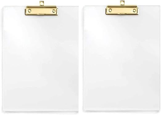 UNIQOOO 2 Pack Thick Clear Acrylic Clipboard with Shinny Gold Finish Clip, Perfect for Modern Art... | Amazon (US)