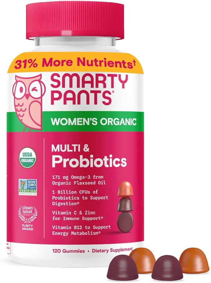 SmartyPants Organic Women's Multivitamin Gummies: Biotin, Probiotics, Methylfolate, Omega 3 (ALA)... | Amazon (US)