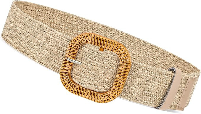 XZQTIVE Woven Belt for Women Straw Elastic Stretch Waist Belt Boho Belts Ladies Summer Beach Dres... | Amazon (US)