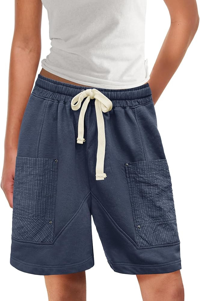 Yanekop Womens Summer Baggy Shorts Drawstring Elastic Waist Casual Cargo Long Shorts Comfy Sweat ... | Amazon (US)