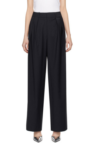 Navy Ripley Pleated Trousers | SSENSE