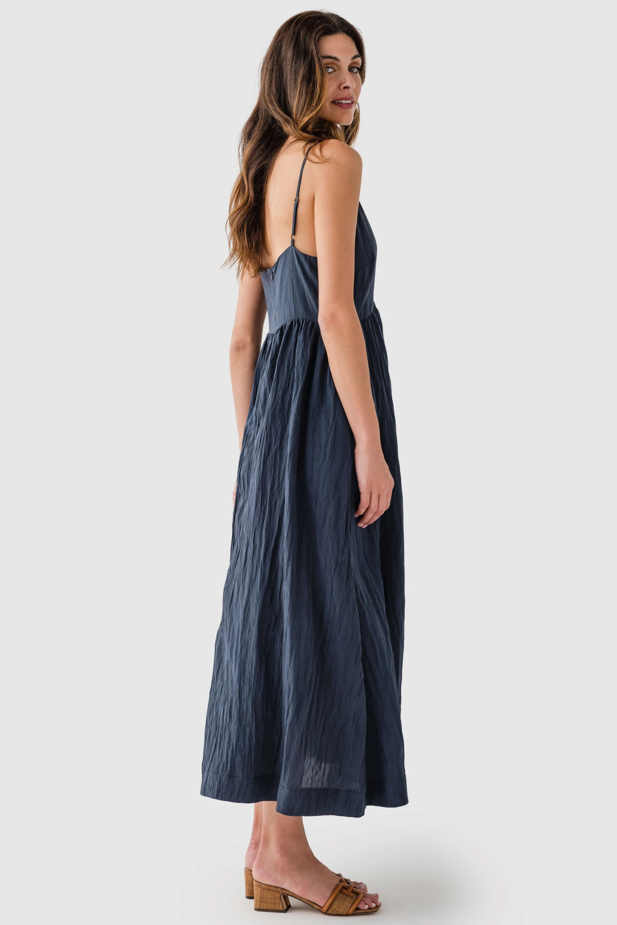 Crinkle V Neck Tank Dress | Social Threads