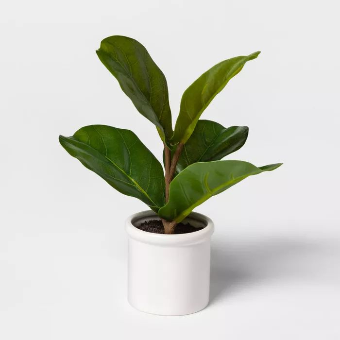 10" x 8" Artificial Fiddle-Leaf Fig In Ceramic Pot White - Threshold™ | Target