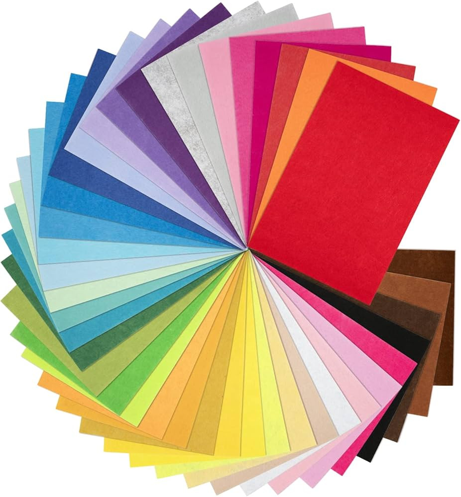 8 x 12 Inches Felt Sheets for Crafts, 40Pcs Felt Squares Felt Fabric Sheets, Assorted Colors Non ... | Amazon (US)