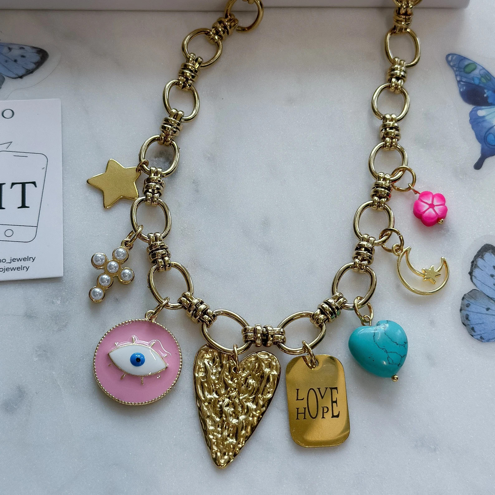 Charm Necklace, Custom Charm Necklace, Gold Charm Necklace, Chunky Chain Necklace, Birthday Gift ... | Etsy (US)