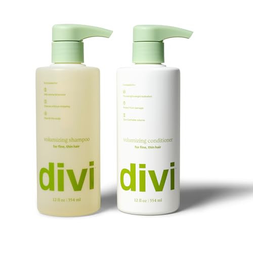 Divi Volumizing Shampoo and Conditioner Set for Women and Men - Lightweight Hair Care Duo for Fine and Thinning Hair - Adds Volume, Lift, and Bounce - Strengthens and Nourishes Hair, 2 x 12 Fl Oz | Amazon (US)