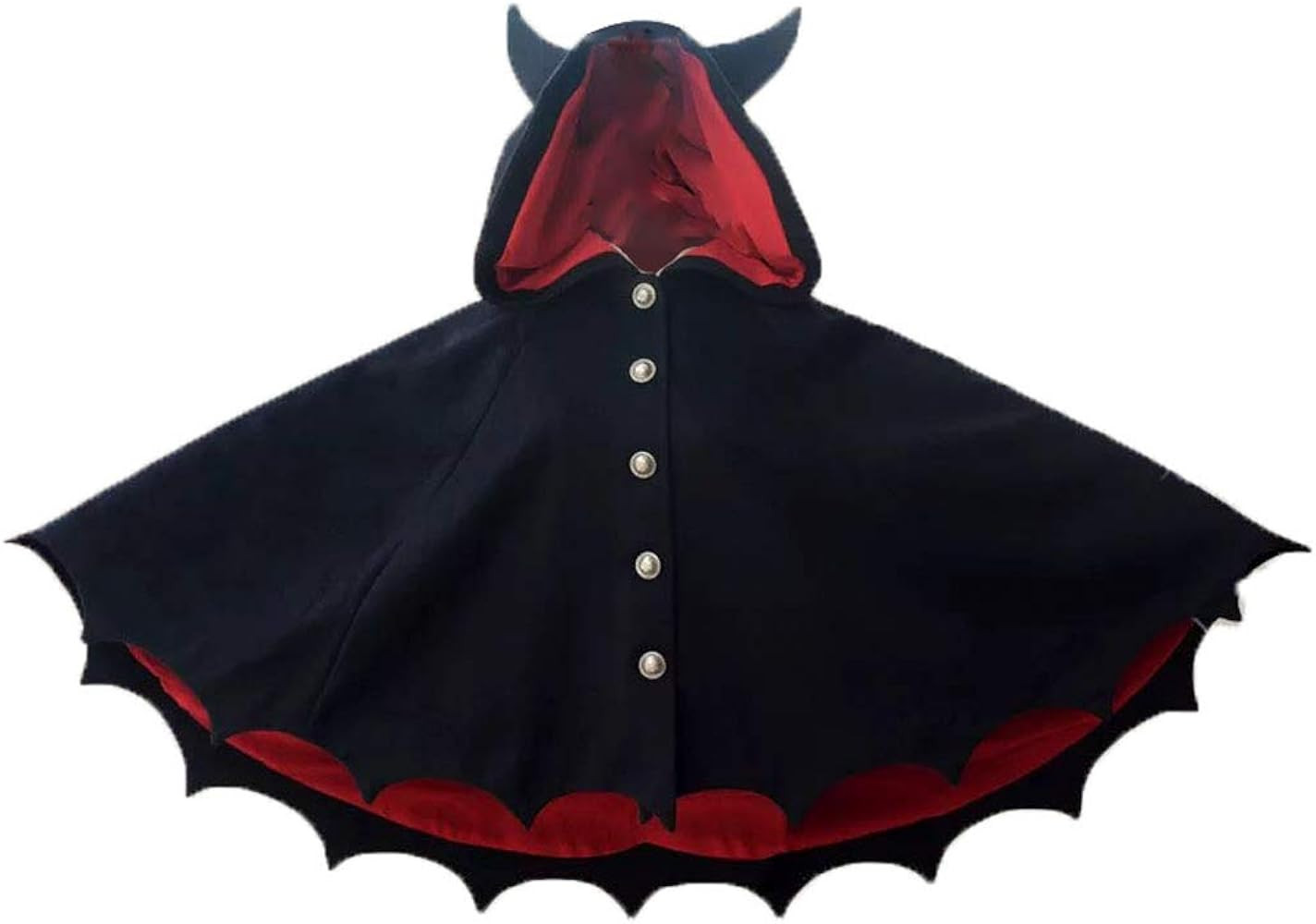 DUNHAO COS Lolita New Devil Ears Bat Cloak Shawl Woolen Coat Cosplay Female Autumn Winter Coat Bl... | Amazon (US)