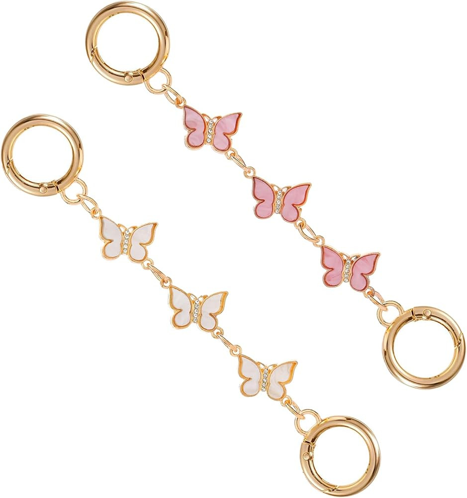 2Pcs Gold Enamel Flower Purse Extender Chain - Bag Charm Replacement Extension Chain for Shoulder... | Amazon (US)