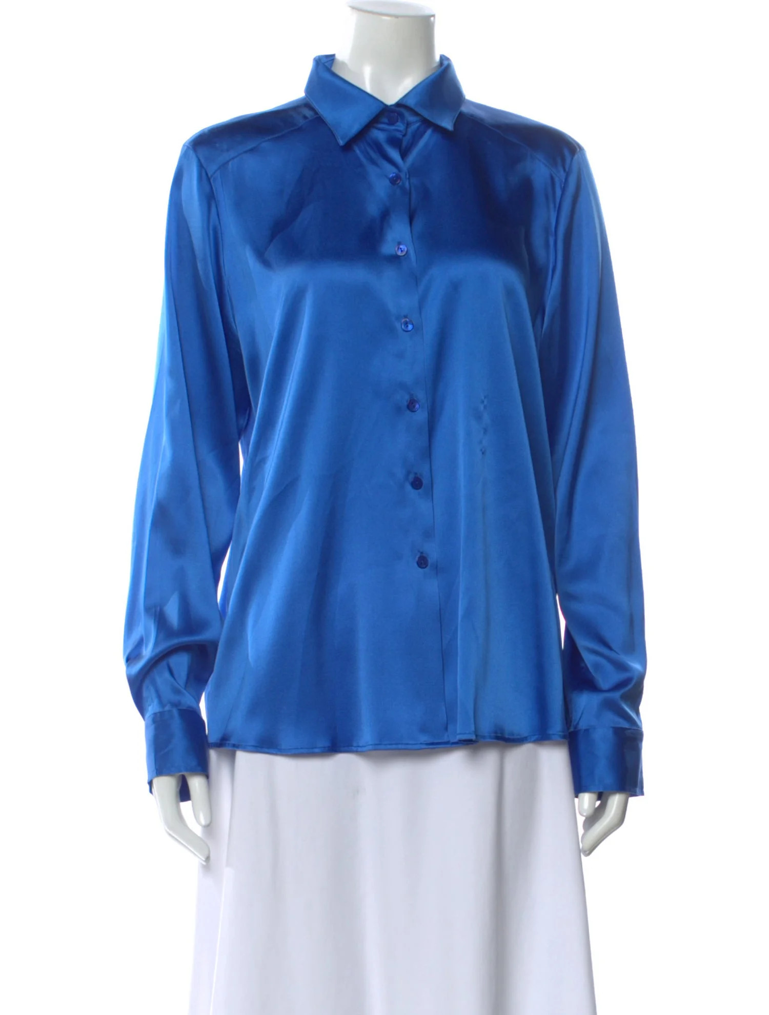 Adriana Iglesias Silk Long Sleeve Button-Up Top - Blue Tops, Clothing - WADIG21337 | The RealReal | The RealReal