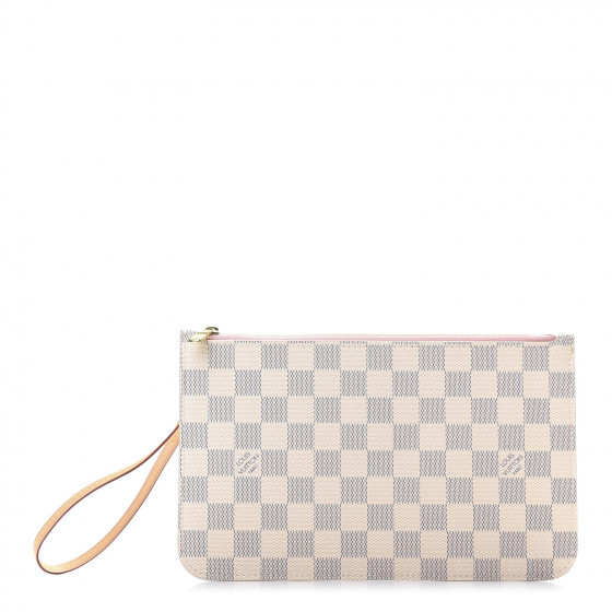 LOUIS VUITTON Damier Azur Neverfull MM GM Pochette Rose Ballerine | Fashionphile