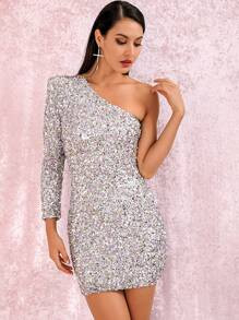 LOVE&LEMONADE One Shoulder Sequin Dress
   SKU: swdress42200210772      
          (2859 Reviews)... | SHEIN