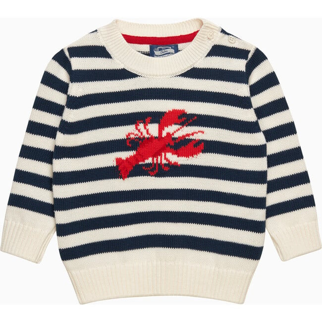 Trotters London | Little Lobster Stripe Sweater, (Navy Blue, Size 12-18M) | Maisonette | Maisonette