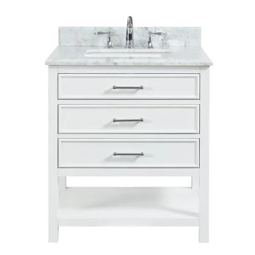allen + roth Presnell 31-in Dove White Single Sink Bathroom Vanity with Carrara White Natural Ma... | Lowe's