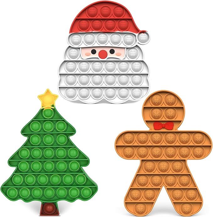 3 Packs Christmas Pop Fidget Toys - Push It Bubble Sensory Fidgets Toy, Christmas Santa Claus, Tr... | Amazon (US)