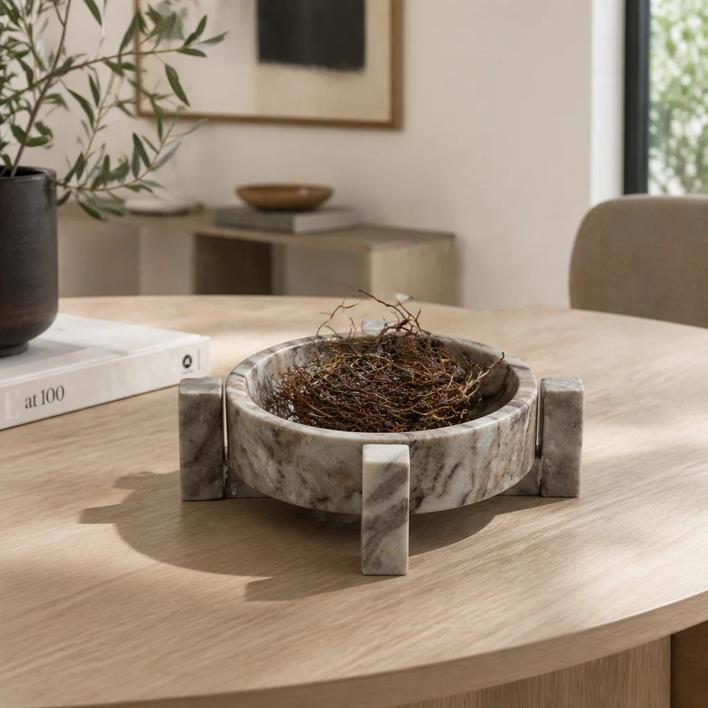 Decorative Marble Bowl With Base For Home Decor - Modern Accent Bowl For Dining Table Display, Hallway, Entryway, Or Living Room Decor Styling - 10 | Wayfair North America