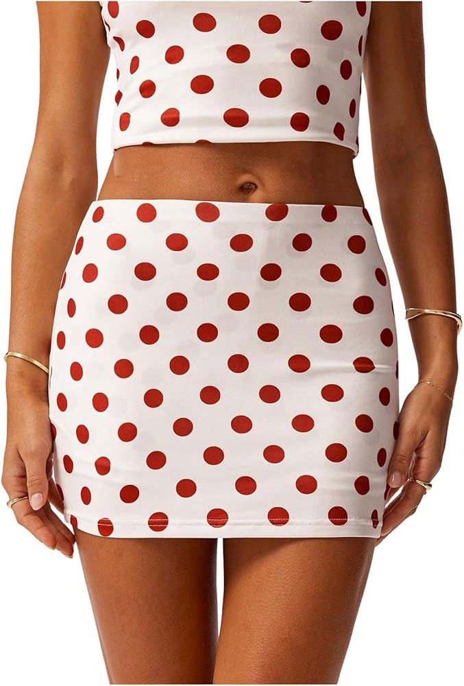 MakeMeChic Women's Polka Dots Mini Skirt Ruched Low Waisted Bodycon Y2K Cute Skirts | Amazon (US)