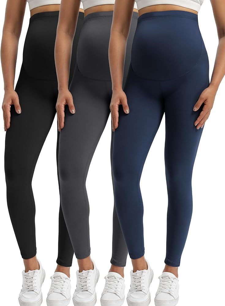 Buttergene Women's Maternity Leggings over the Belly Pregnancy Active Wear Workout Yoga Tights Pa... | Amazon (US)