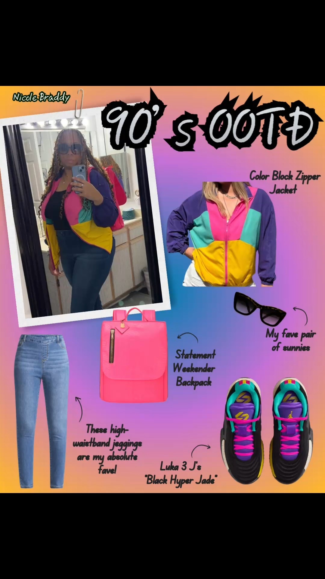 💿✨ This color block jacket had me feeling all kinds of nostalgic!
Paired it with my fave comfy high-waisted jeggings, statement backpack, and my Luka 3's in for a pop of color that screams retro cool.

Linked this full look and a few similar finds so you can recreate your own 90’s OOTD 🎶💜👇🏽”

#LTKStyleTip #LTKPlusSize